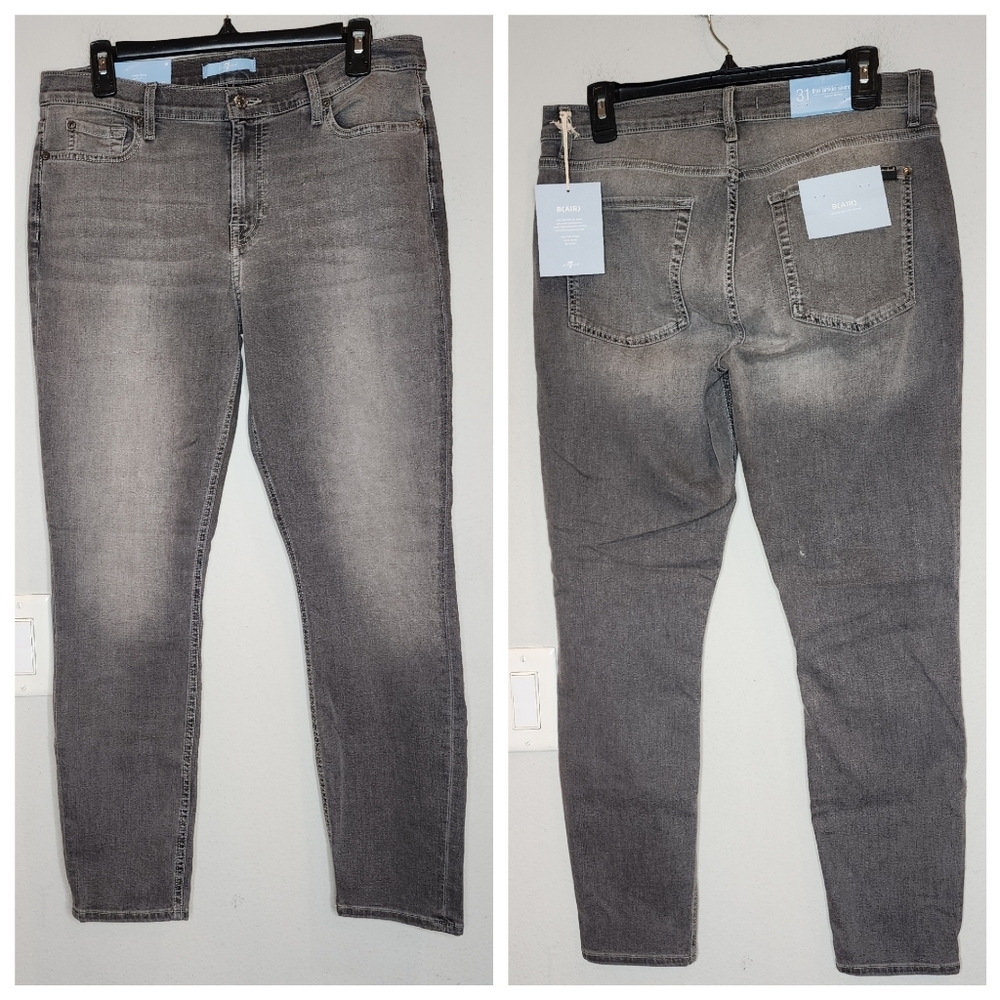 NWT 7 For All Mankind B(air) Denim Grey Ankle Skinny Jeans Women's Size 31 (12)